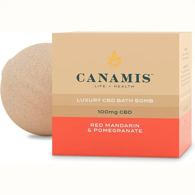 Canamis Mandarin & Pomegranate CBD Bath Bomb, 100 mg