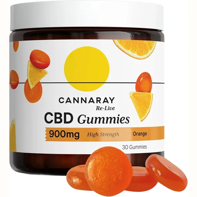 Cannaray Orange CBD Gummies, 900 mg, 30 pieces