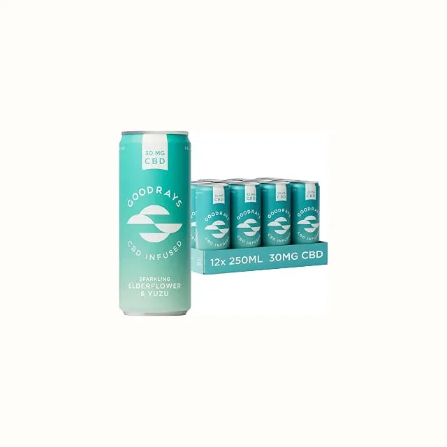 GOODRAYS Elderflower & Yuzu CBD Drinks, 12 × 250 ml